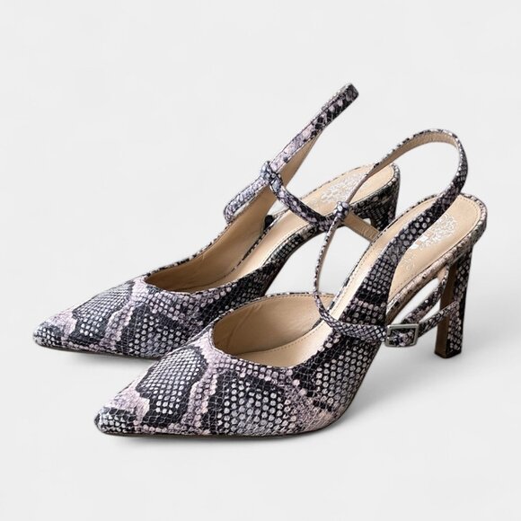 Beautiful Vince Camuto Snake Print Leather Heels - Size 9 - Picture 1 of 8